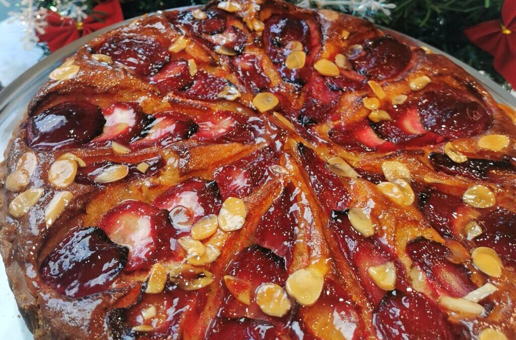 Mulled Wine Poached Pear Tart